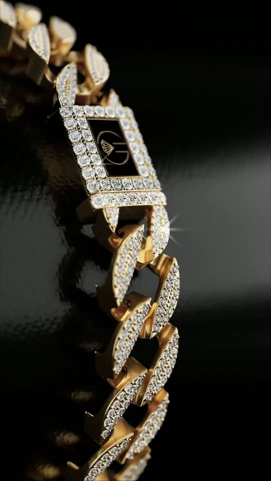 Pulsera de eslabones dorados con diamantes